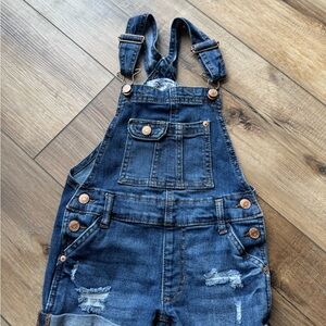 Jordache Blue Kids’ Denim Short Overalls with Copper Hardware | EUC |4-5 |cotton
